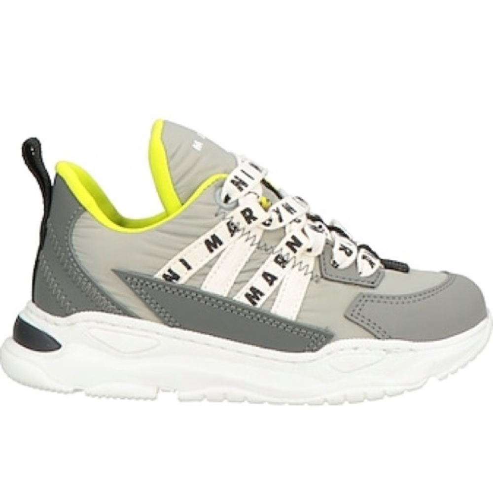 Marni Kids Sneakers in Gray and Neon Yellow